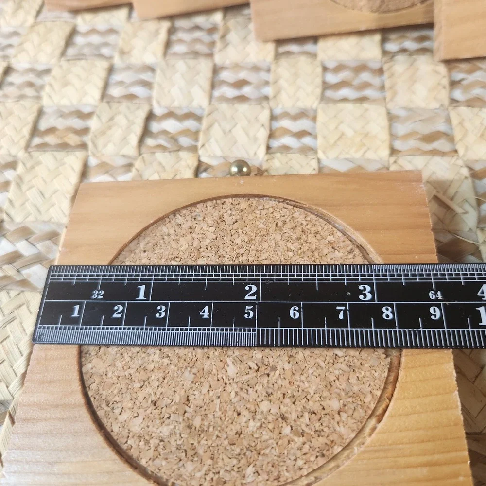 Vintage Traditional Coaster Set Wood and Cork 6 Piece with Caddy